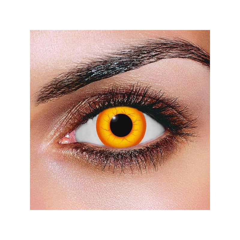 Fire Red And Orange Crazy Demon Clown Coloured Contact Lenses (90 Day Wear)