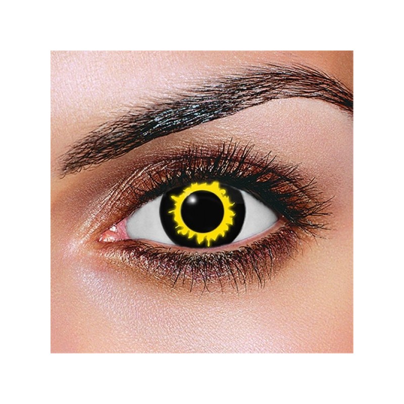 Black And Yellow Wolf Eclipse Crazy Coloured Contact Lenses (90 Day Wear)