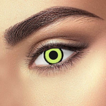 Witches Eye Green Block With Jagged Saw Black Ring Crazy Coloured Contact Lenses (90 Day Wear)
