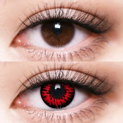 Enchanted Red Black Wolf Crazy Coloured Contact Lenses (90 days)
