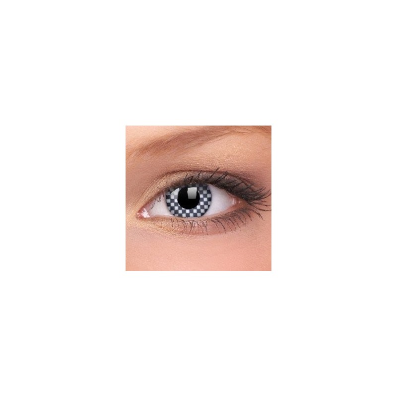 Chequered Check Black And White Crazy Colour Contact Lenses (1 Year Wear)