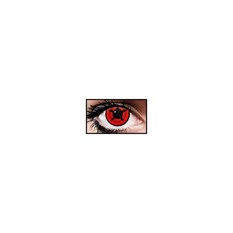 Red Mukura Naruto Anime Cosplay Halloween Crazy Contact Lenses (90 Day Wear)