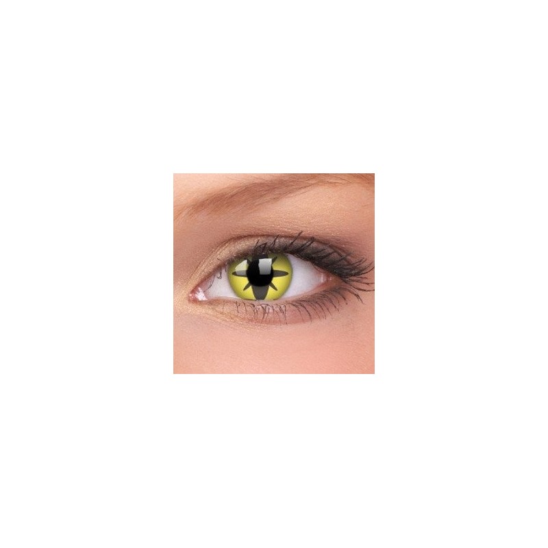 Yellow And Black Flower Coloured Contact Lenses