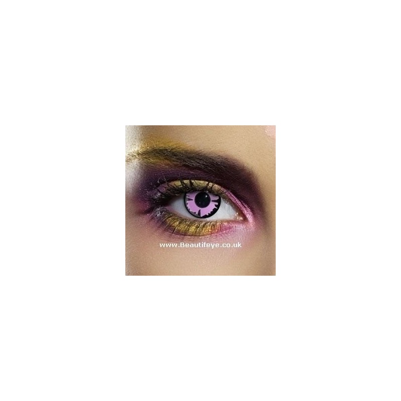 Crazy Pink Splat Halloween Coloured Contact Lenses (90 Day Wear)