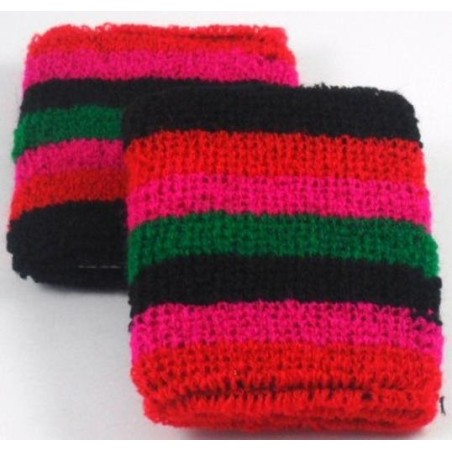 Green Black Red Pink Striped Design Sweatband