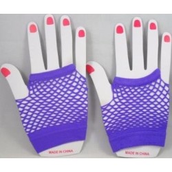 Short Neon Fishnet Fingerless Gloves one size - Purple