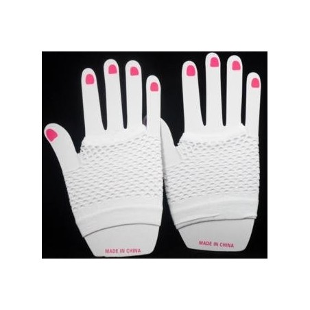 Short Neon Fishnet Fingerless Gloves one size - White