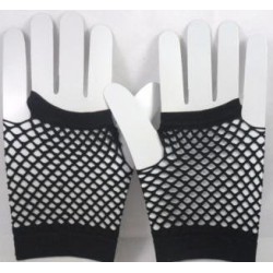 Short Neon Fishnet Fingerless Gloves one size - Black