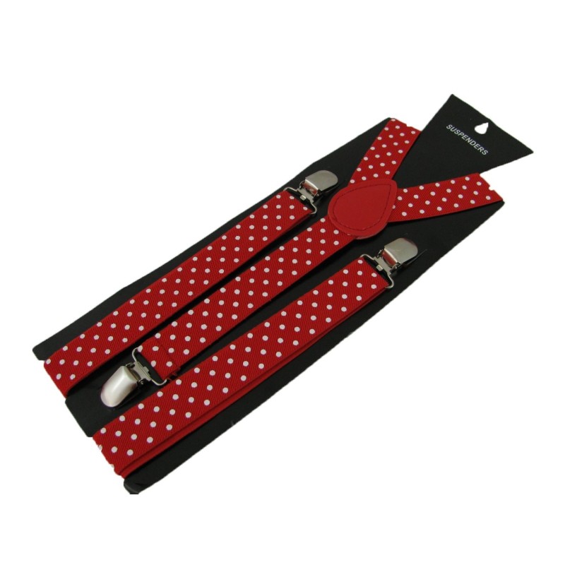 Unisex Printed Red With White Dots Fashion Braces