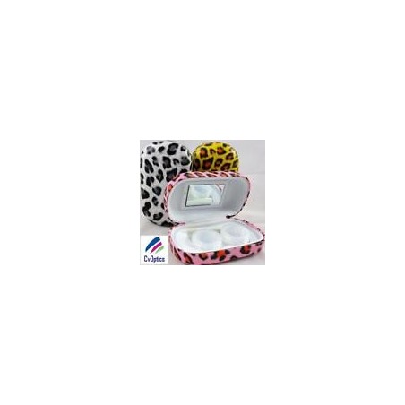 Pink Leopard Print Contact Lens Storage Soaking Travel Kit