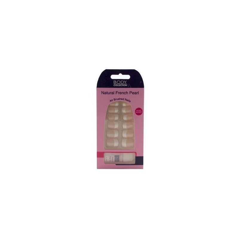 Body Collection Natural French Pearl Nails Short Square With Glue 1076