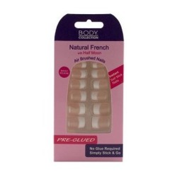  Body Collection Natural French Half Moon Nails Short Square PreGlued 1074