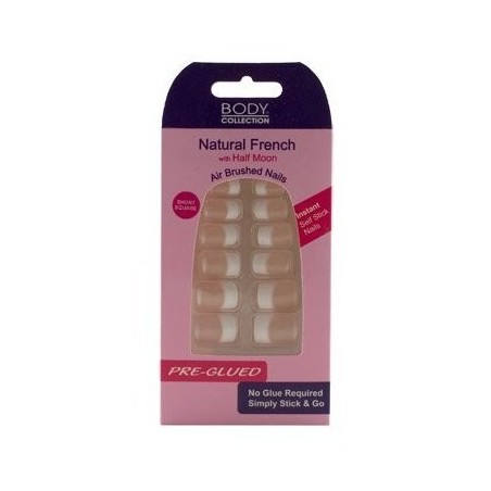  Body Collection Natural French Half Moon Nails Short Square PreGlued 1074