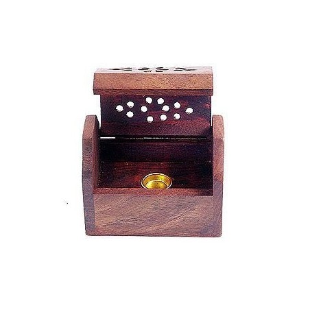 Small Wooden Box Incense Cone Burner