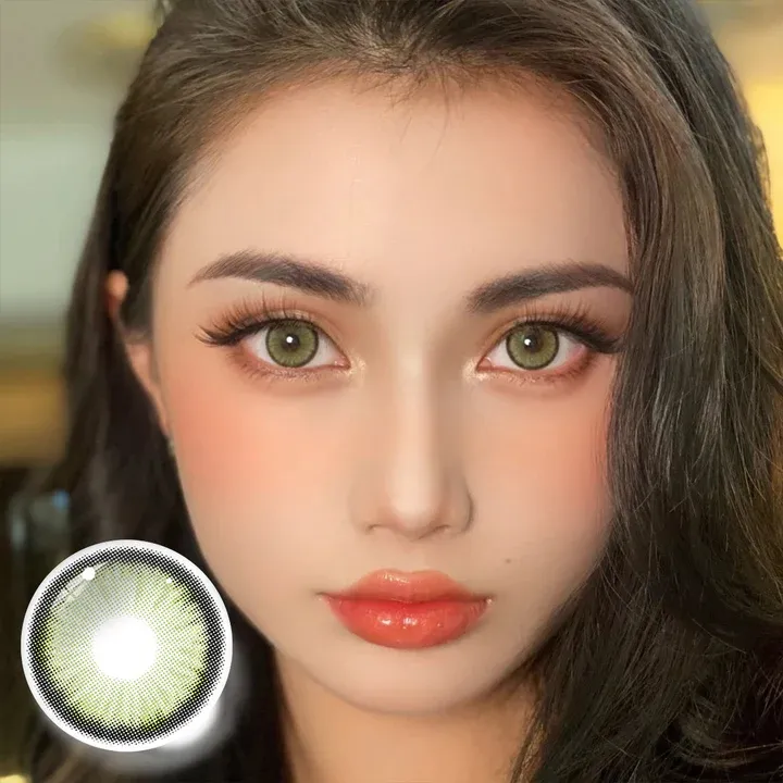 Dawn green coloured contact lenses by freshlady model