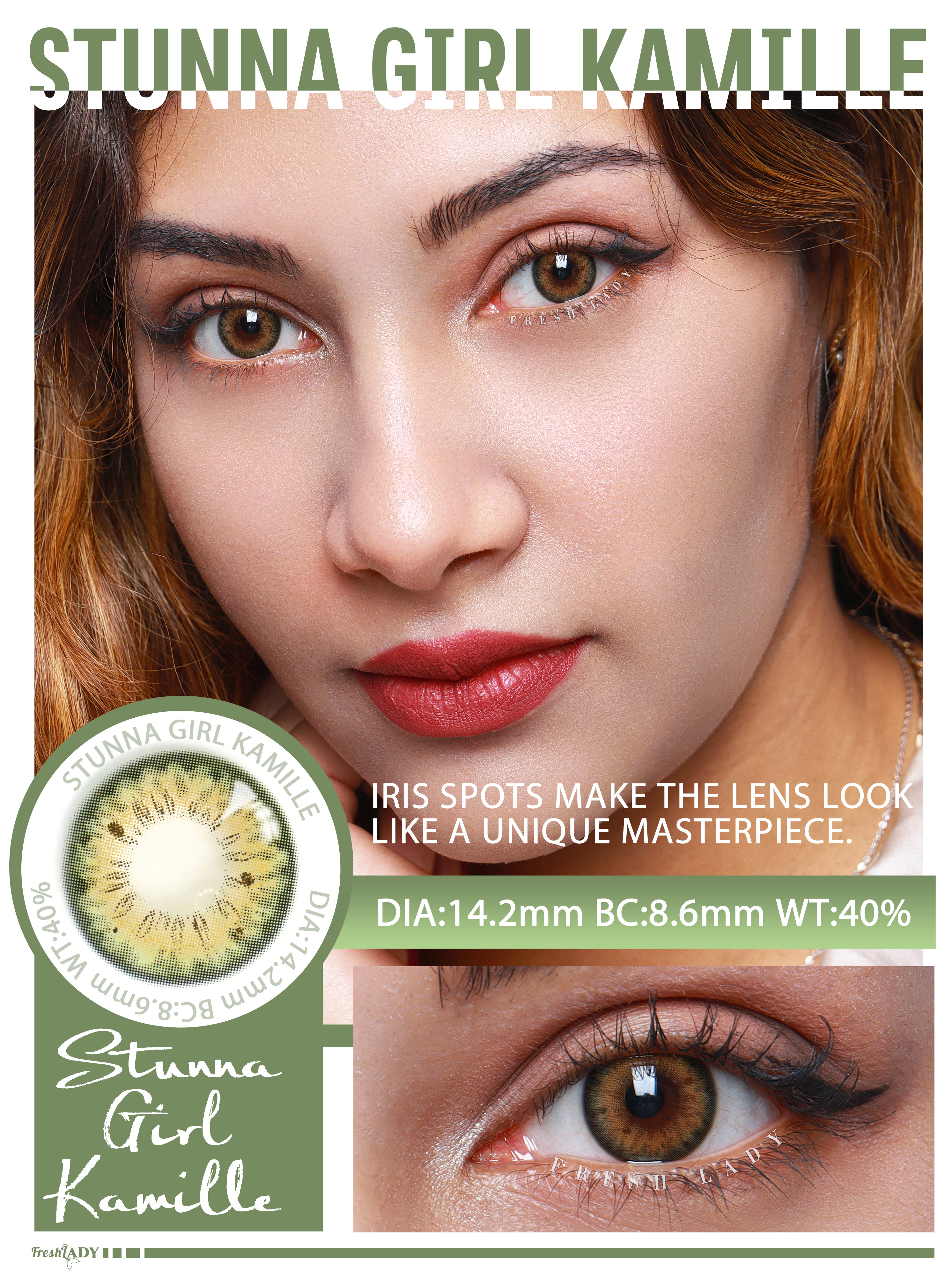 Stunna Girl Kamille Green coloured contact lenses by freshlady MODEL